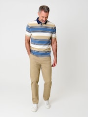 Saltwell Blue Stripe Cotton Short Sleeve Polo Shirt - Image 3 of 7