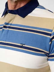 Saltwell Blue Stripe Cotton Short Sleeve Polo Shirt - Image 4 of 7