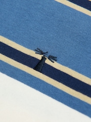 Saltwell Blue Stripe Cotton Short Sleeve Polo Shirt - Image 7 of 7