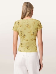 AllSaints Yellow Ellie Mesh T-Shirt - Image 5 of 7
