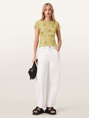 AllSaints Yellow Ellie Mesh T-Shirt - Image 6 of 7