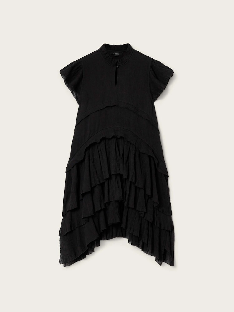 AllSaints Black Cavarly Short Sleeve Mini Dress - Image 8 of 8