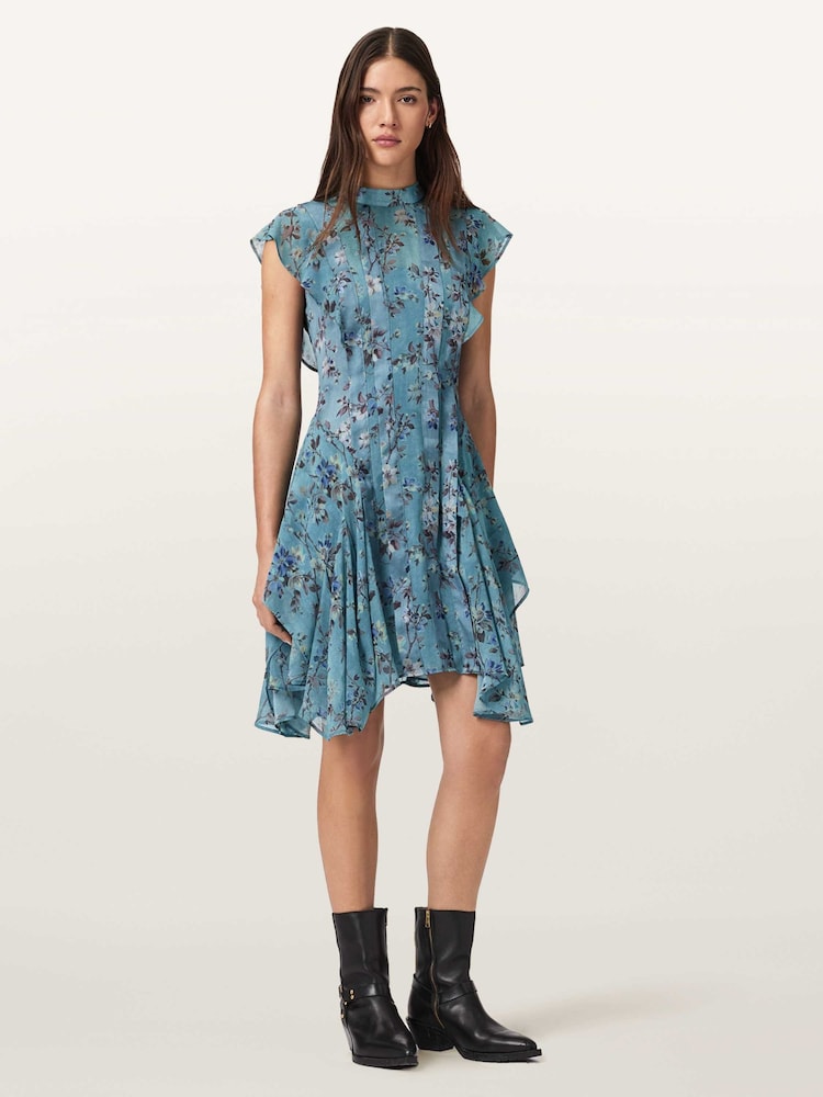 AllSaints Blue Fleur Dress - Image 1 of 6