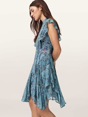 AllSaints Blue Fleur Dress - Image 4 of 6