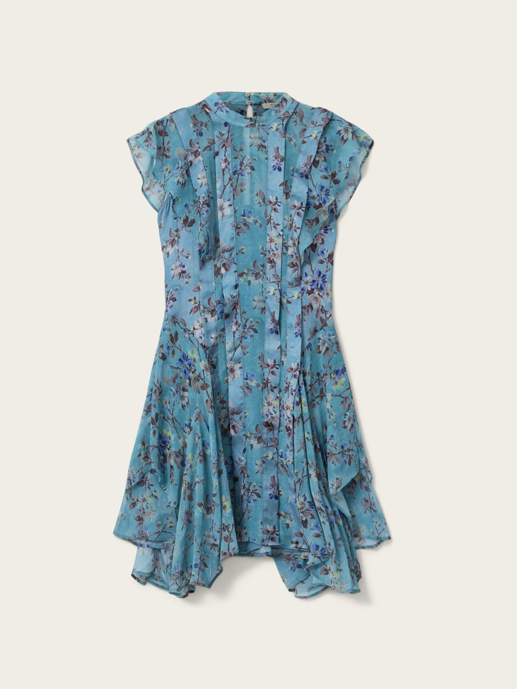 all saints fleur wing dress green AllSaints Women's Fleur Dress - Blue - Size 12 UK/8 US