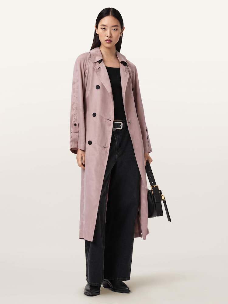 AllSaints Pink Lizie Trench Coat - Image 1 of 8