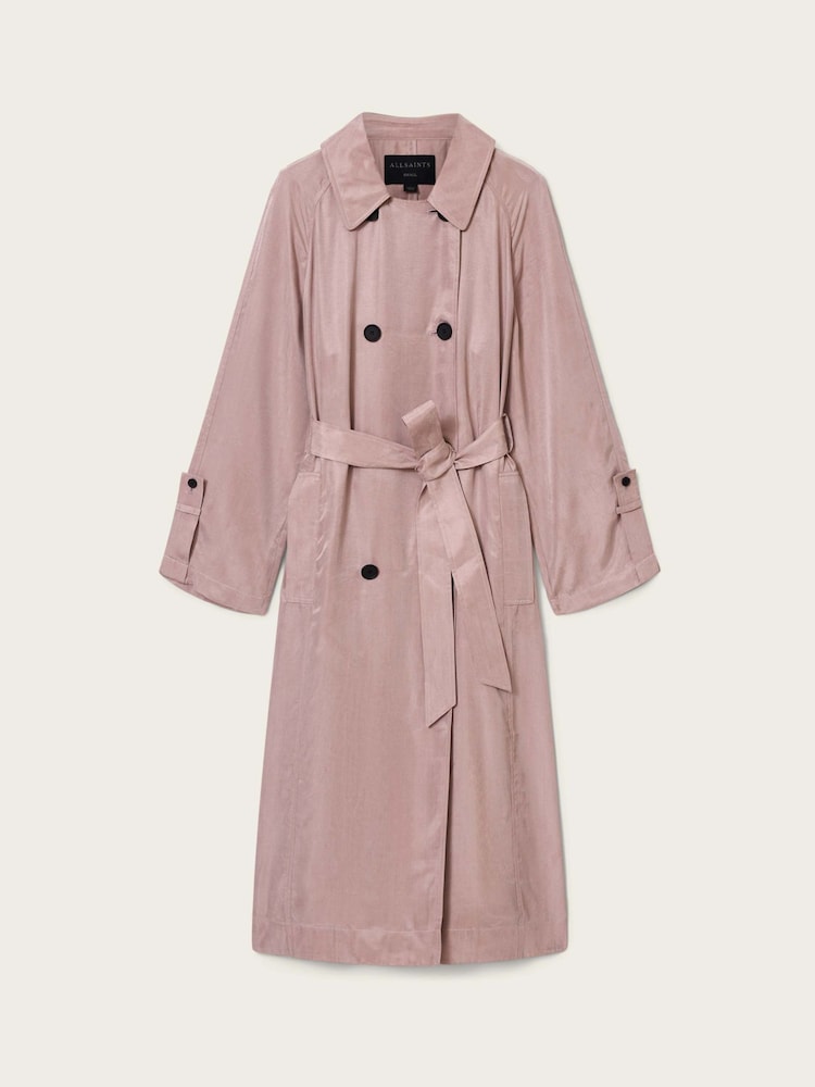 AllSaints Pink Lizie Trench Coat - Image 8 of 8