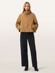 AllSaints Brown Rhodes Suede Jacket - Image 2 of 6
