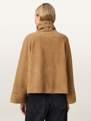 AllSaints Brown Rhodes Suede Jacket - Image 4 of 6