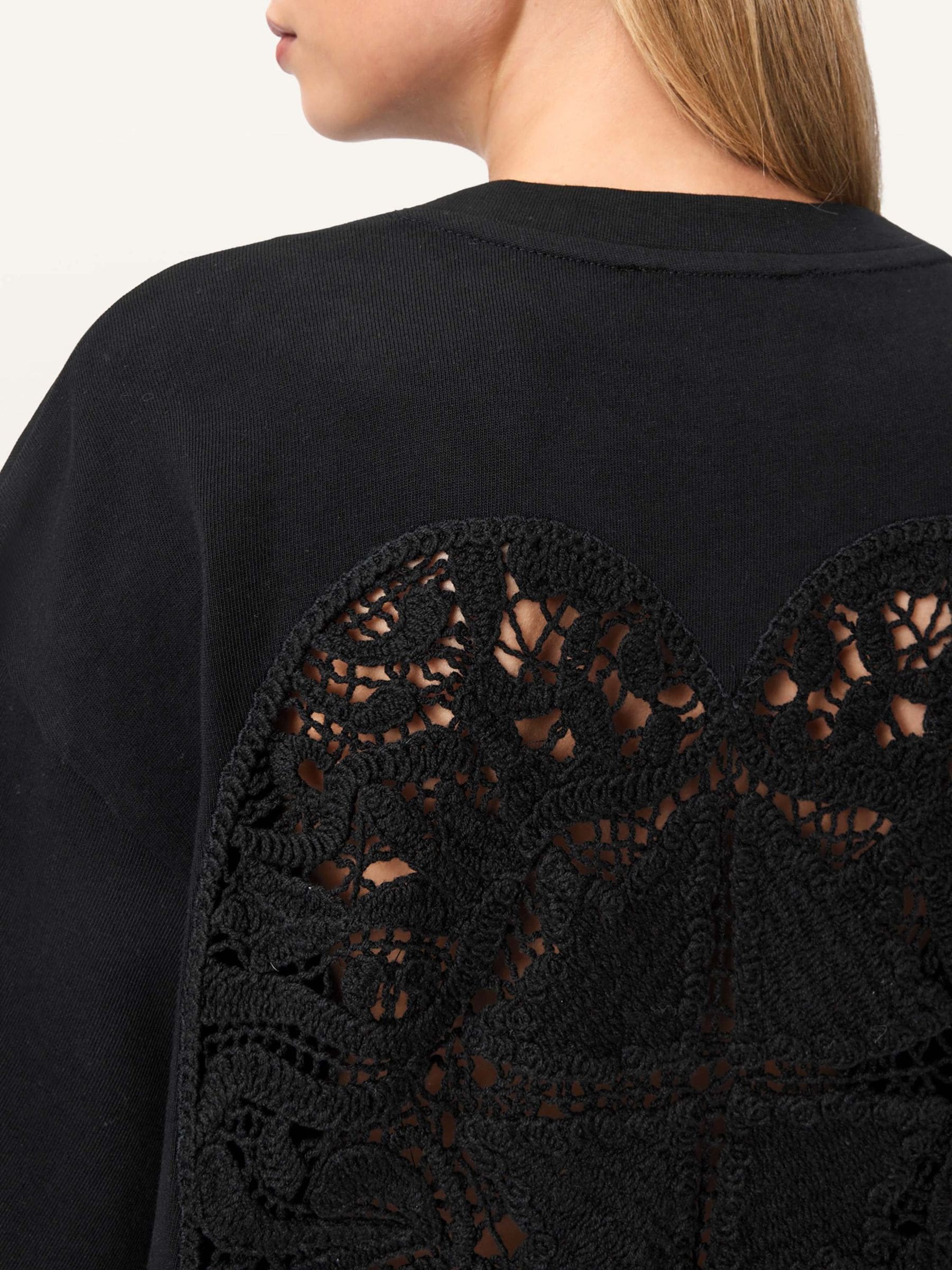Buy AllSaints Black Esme Amelie Crochet Back Detail Cotton T-Shirt
