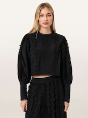 AllSaints Black Hart Embroidered Top - Image 1 of 7