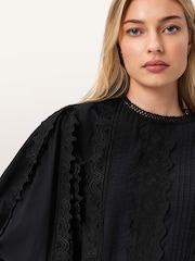 AllSaints Black Hart Embroidered Top - Image 3 of 7