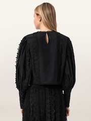 AllSaints Black Hart Embroidered Top - Image 5 of 7