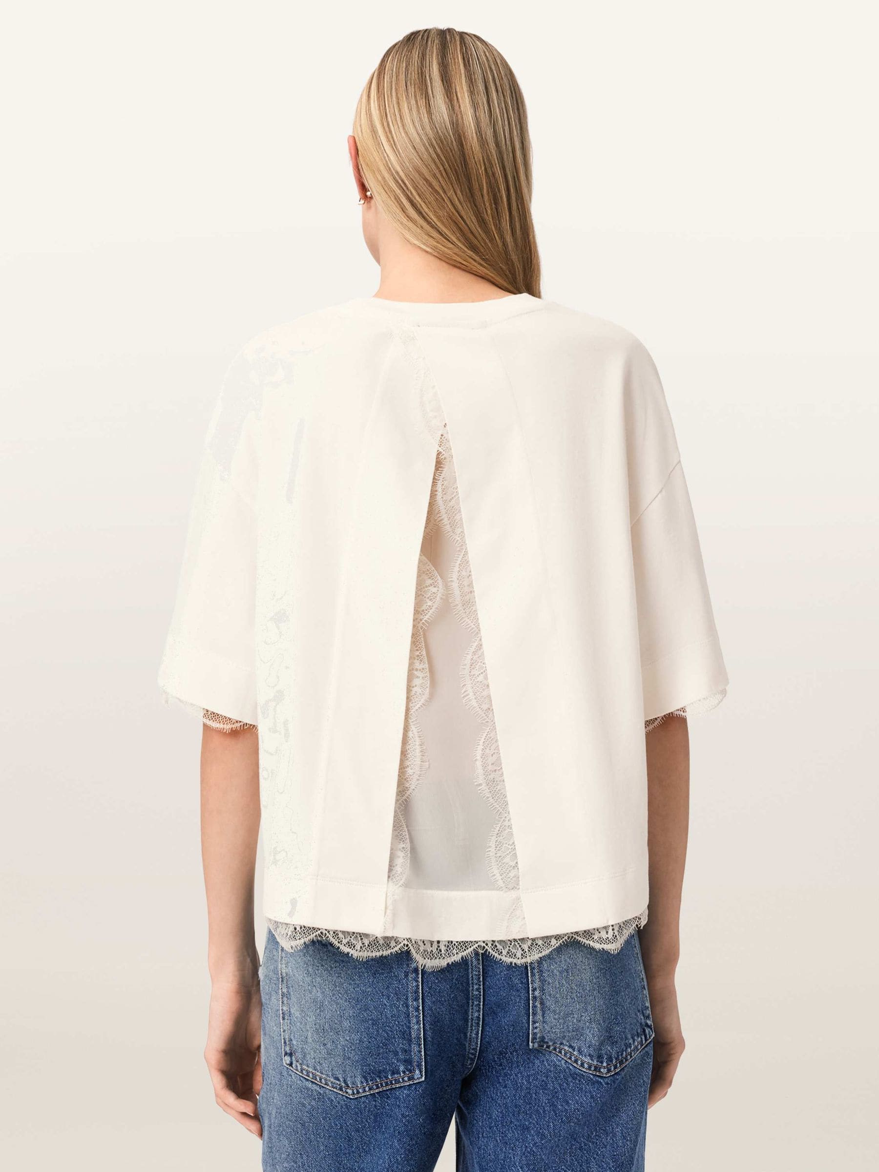 Buy AllSaints White Nia Lace Hem Cotton T-Shirt from Next USA