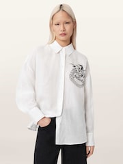 AllSaints White Sparrow Shirt - Image 2 of 6