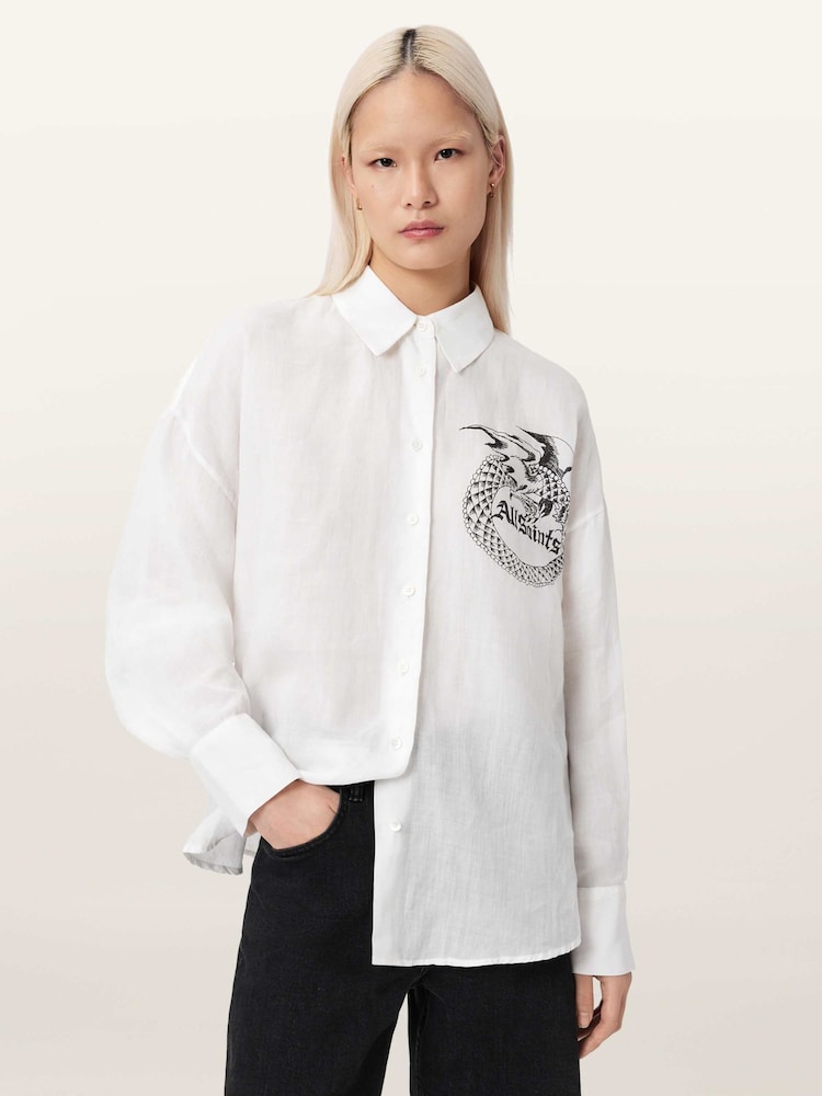 AllSaints White Sparrow Shirt - Image 2 of 6
