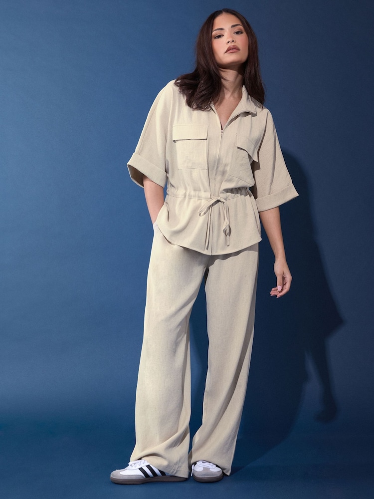 PixieGirl Natural Short Sleeve Linen Jacket - Image 1 of 3 PixieGirl Natural Short Sleeve Linen Jacket - Image 1 of 3