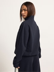 PixieGirl Petite Blue Funnel Neck Popper Quarter Zip Sweatshirt - Image 3 of 5