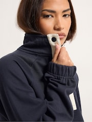 PixieGirl Petite Blue Funnel Neck Popper Quarter Zip Sweatshirt - Image 4 of 5