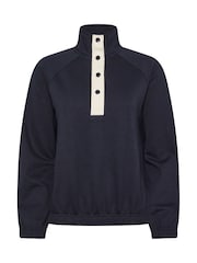 PixieGirl Petite Blue Funnel Neck Popper Quarter Zip Sweatshirt - Image 5 of 5