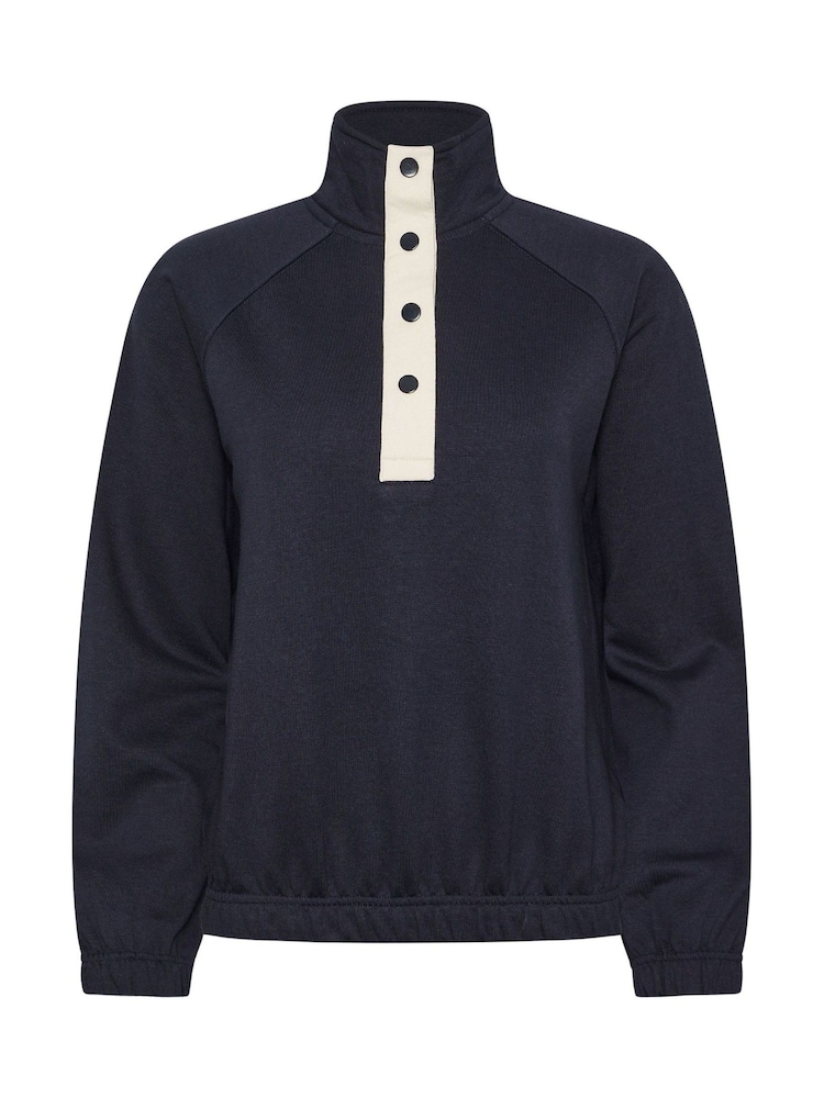 PixieGirl Petite Blue Funnel Neck Popper Quarter Zip Sweatshirt - Image 5 of 5