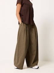 PixieGirl Petite Brown Pleated Front Wide Leg Jeans - Image 2 of 5