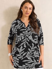 Evans Black 3/4 Sleeve Jersey Shirt - Image 1 of 5