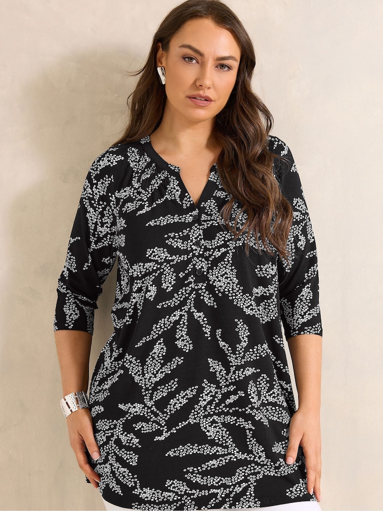 Evans Black 3/4 Sleeve Jersey Shirt - Image 1 of 5