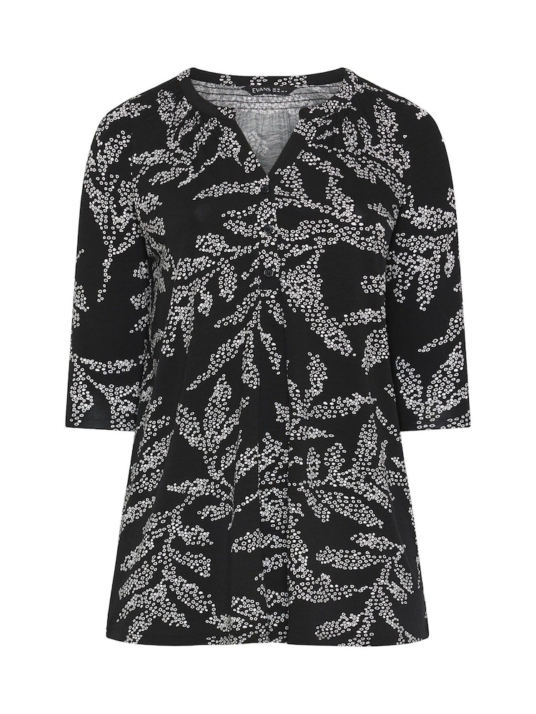 Evans Black 3/4 Sleeve Jersey Shirt - Image 5 of 5