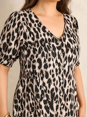 Evans Animal Print Jersey Crepe Tea Dress - Image 4 of 5