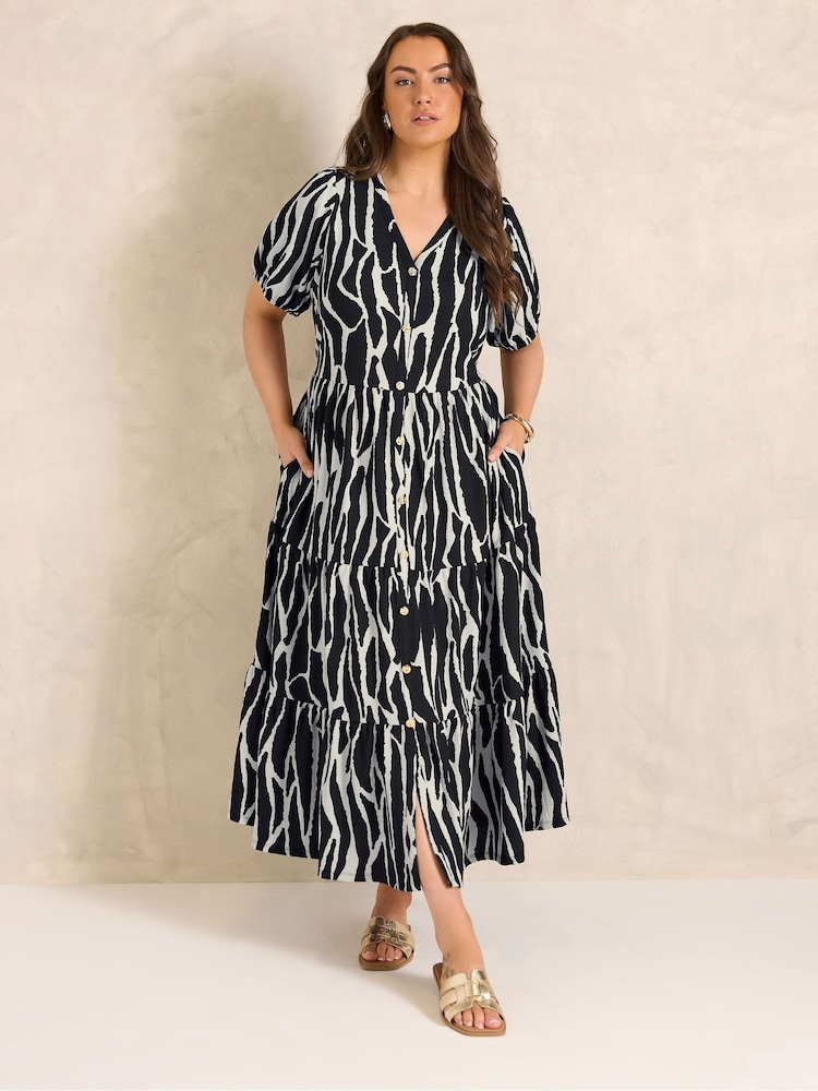 Evans Black Jersey Button Thru Dress - Image 1 of 5 Evans Black Jersey Button Thru Dress - Image 1 of 5