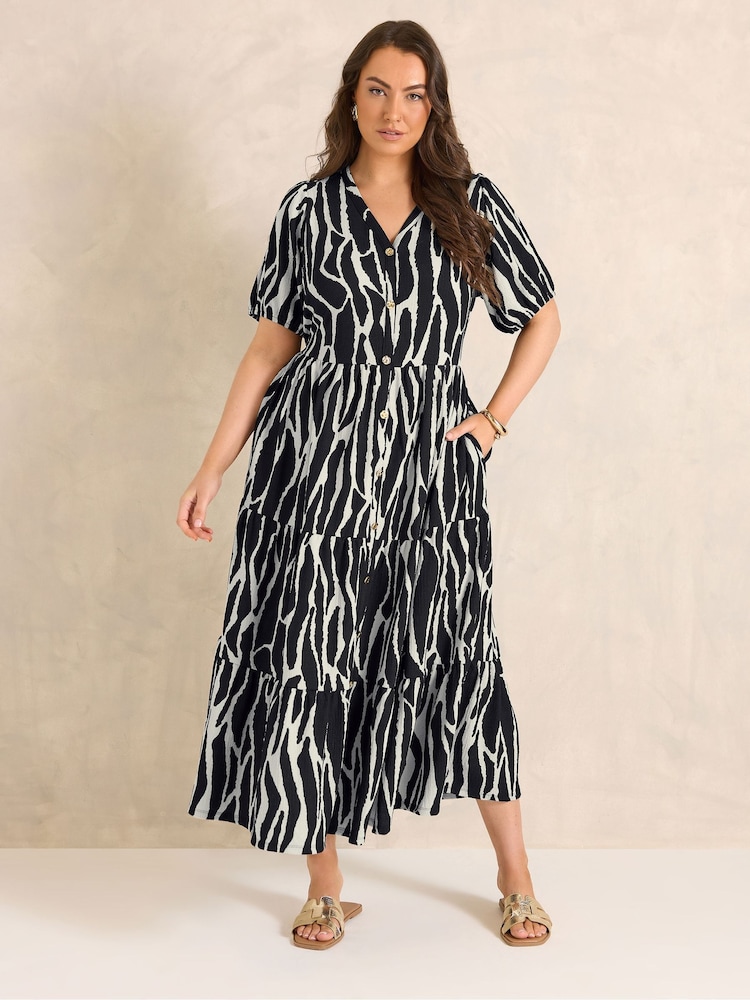 Evans Black Jersey Button Thru Dress - Image 2 of 5 Evans Black Jersey Button Thru Dress - Image 2 of 5