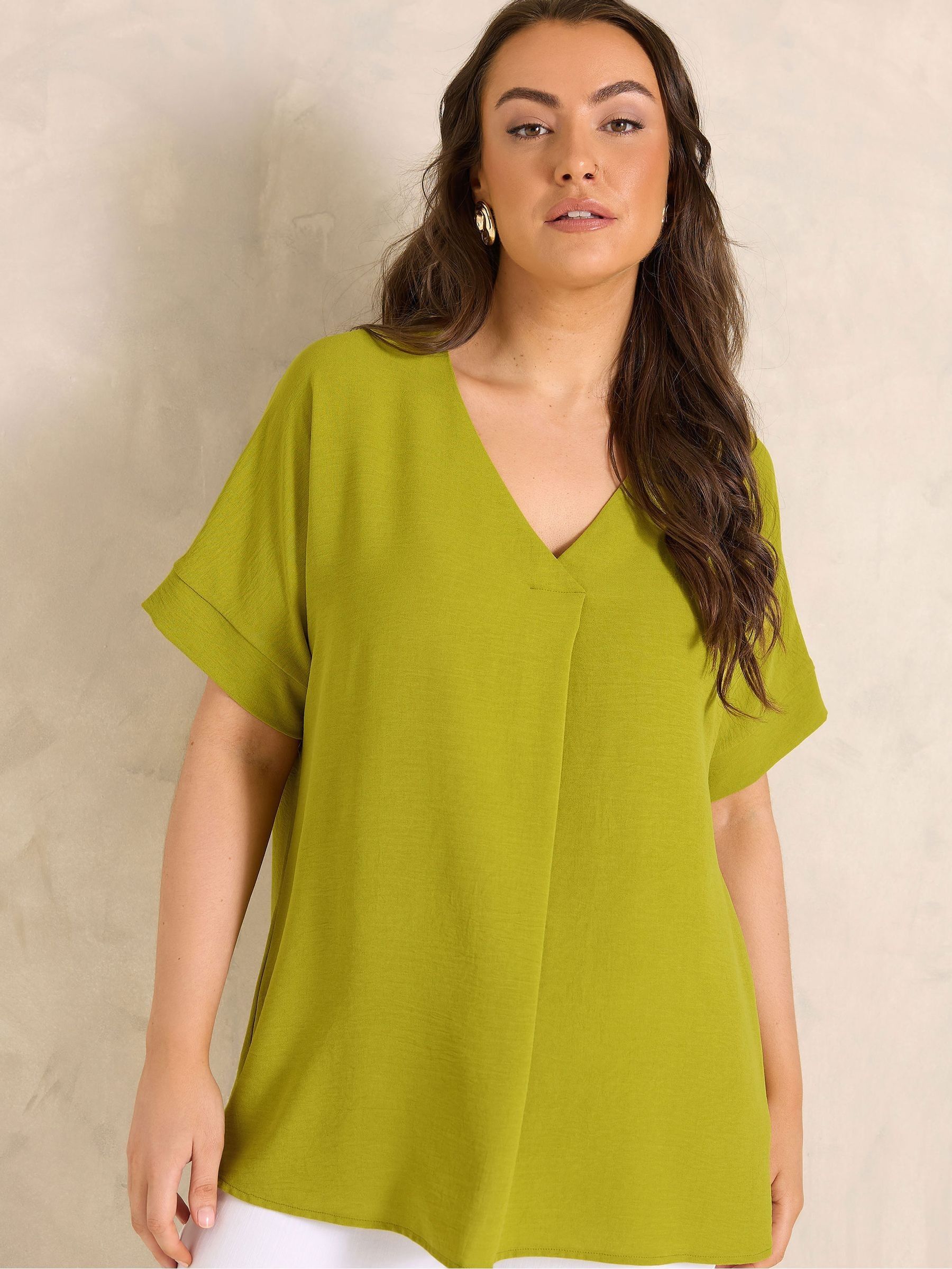 Evans Women's Lime Pleat Front Blouse In | Size: 20 - Image 3