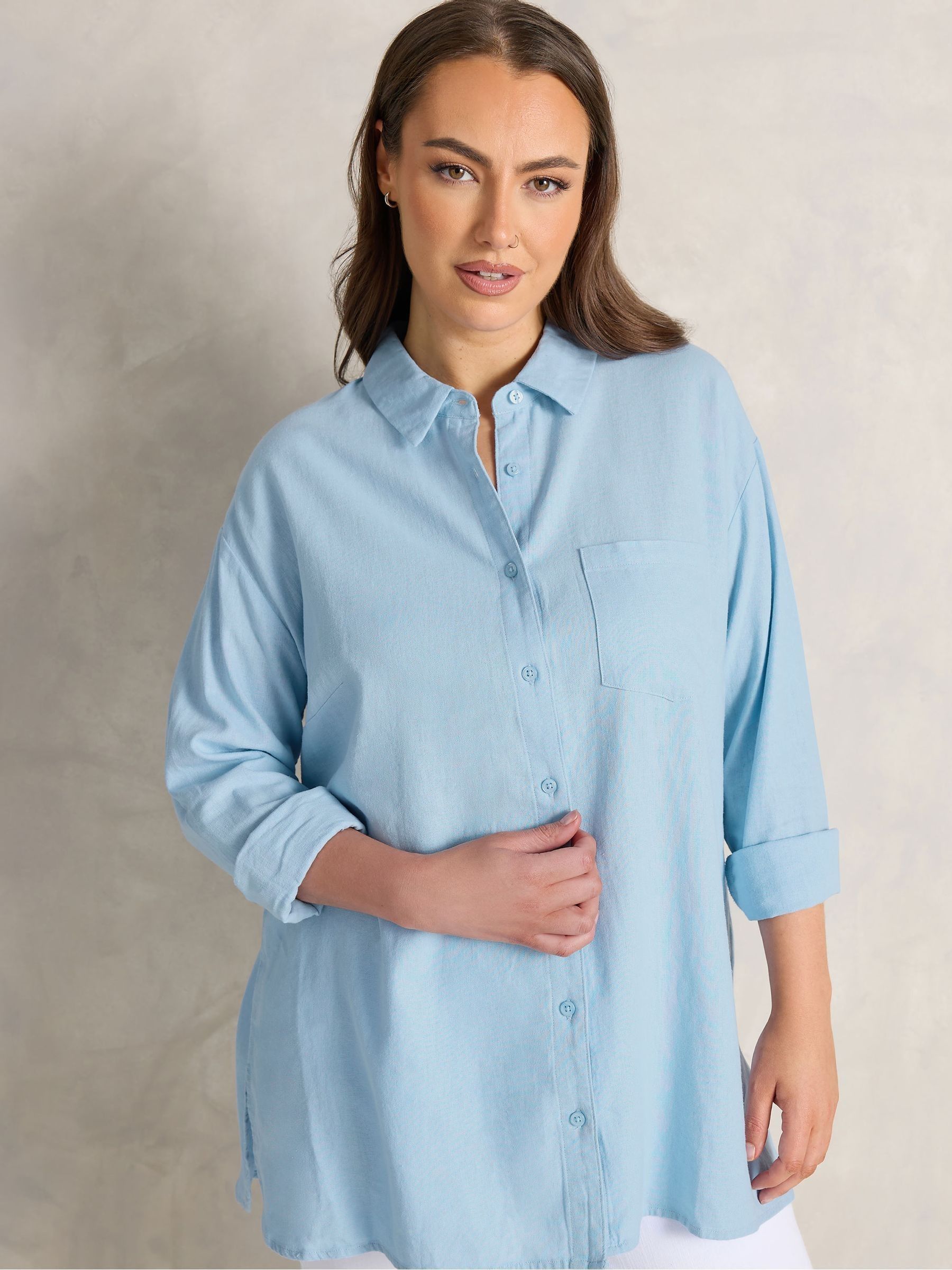 Evans Women's Blue Premium Linen Shirt