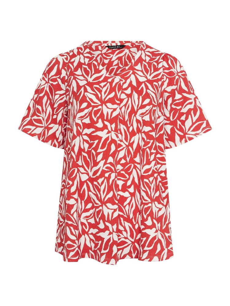 Evans Red Pleated Front Angel Sleeve Blouse - Image 5 of 5