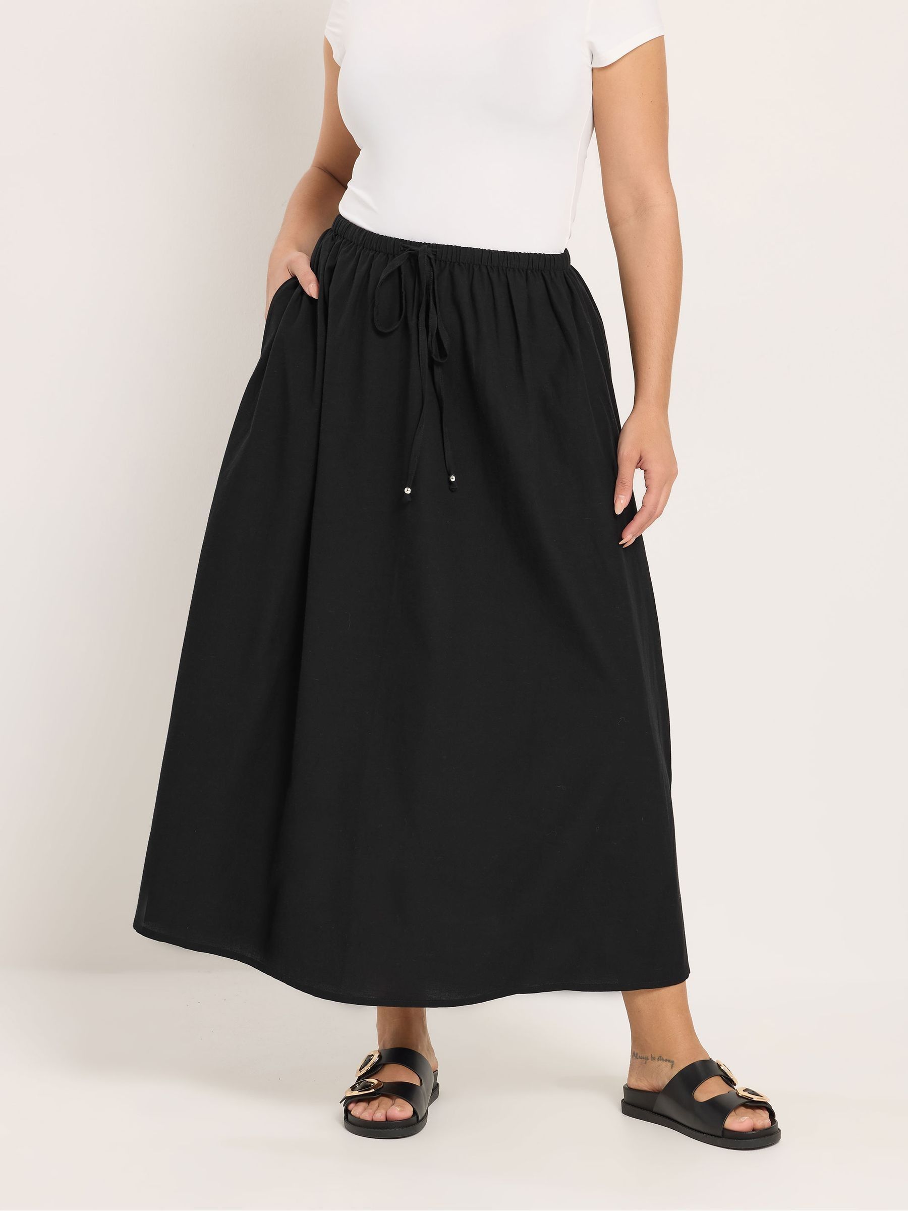 Buy Yours Curve Black Maxi Skirt With Linen from Next Brazil