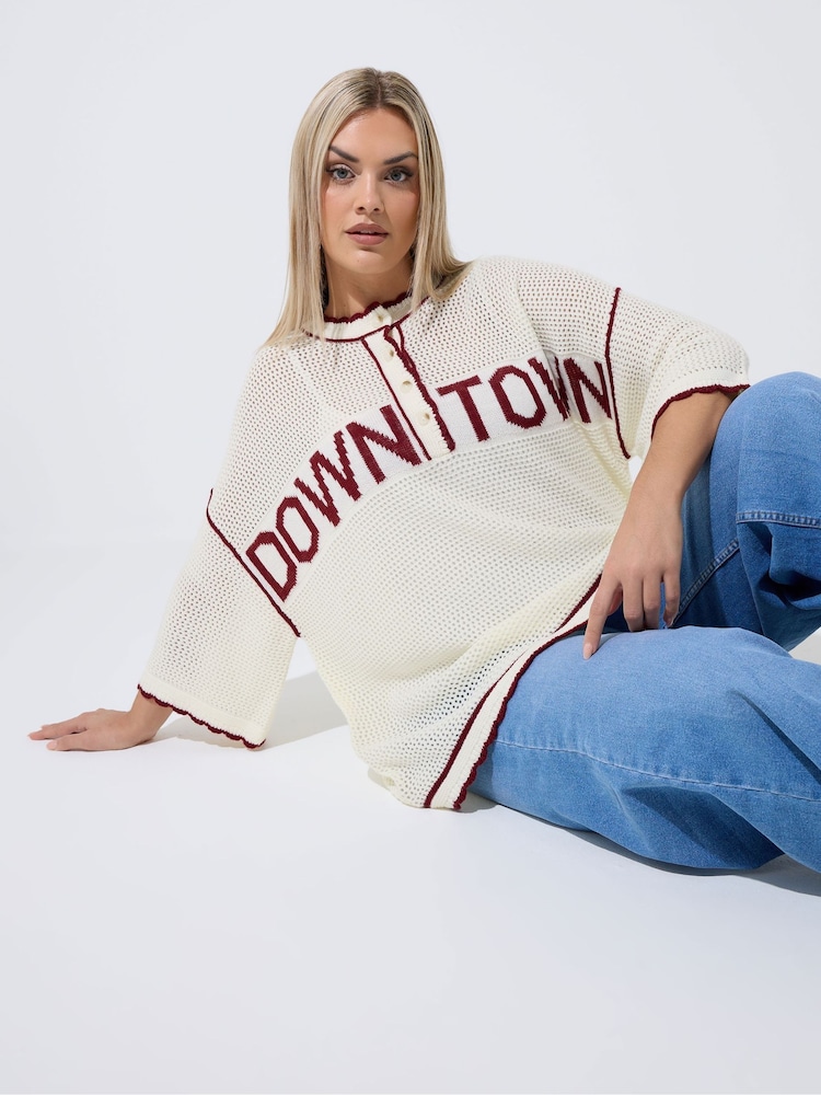 Yours Curve White Limited Downtown Sport Jumper - Image 1 of 5
