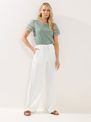 Long Tall Sally White Wide Leg Trousers With Linen - Image 1 of 5