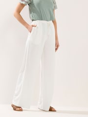 Long Tall Sally White Wide Leg Trousers With Linen - Image 2 of 5