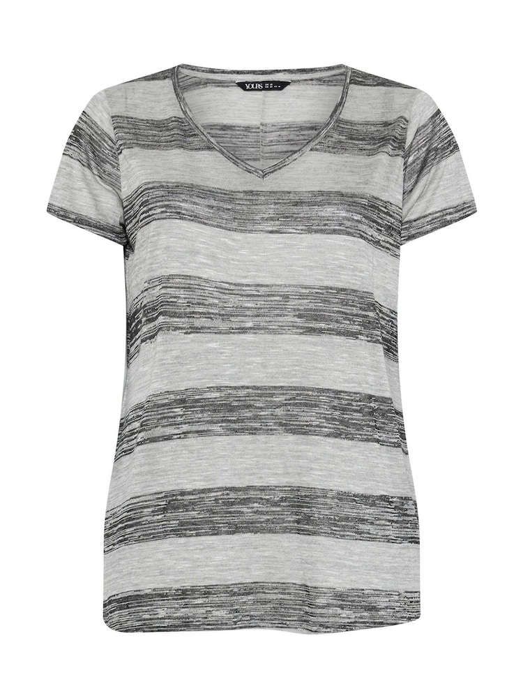 Yours Curve Grey Swing Textured Stripe Top - Image 5 of 5