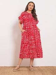 Yours Curve Mixed Shell Midi Dress - Bild 1 von 5