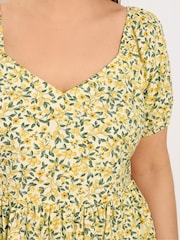 Yours Curve Yellow Print Maxi Dress - Image 4 of 5