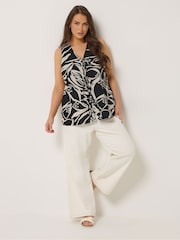 Yours Curve Black Tie Front Vest Top - Image 2 of 5