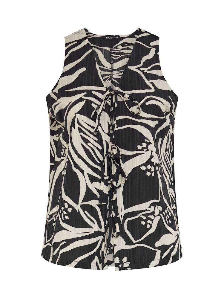 Yours Curve Black Tie Front Vest Top - Image 5 of 5 Yours Curve Black Tie Front Vest Top - Image 5 of 5