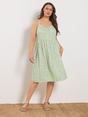 Yours Curve Green Strappy Midi Sundress - Image 2 of 5