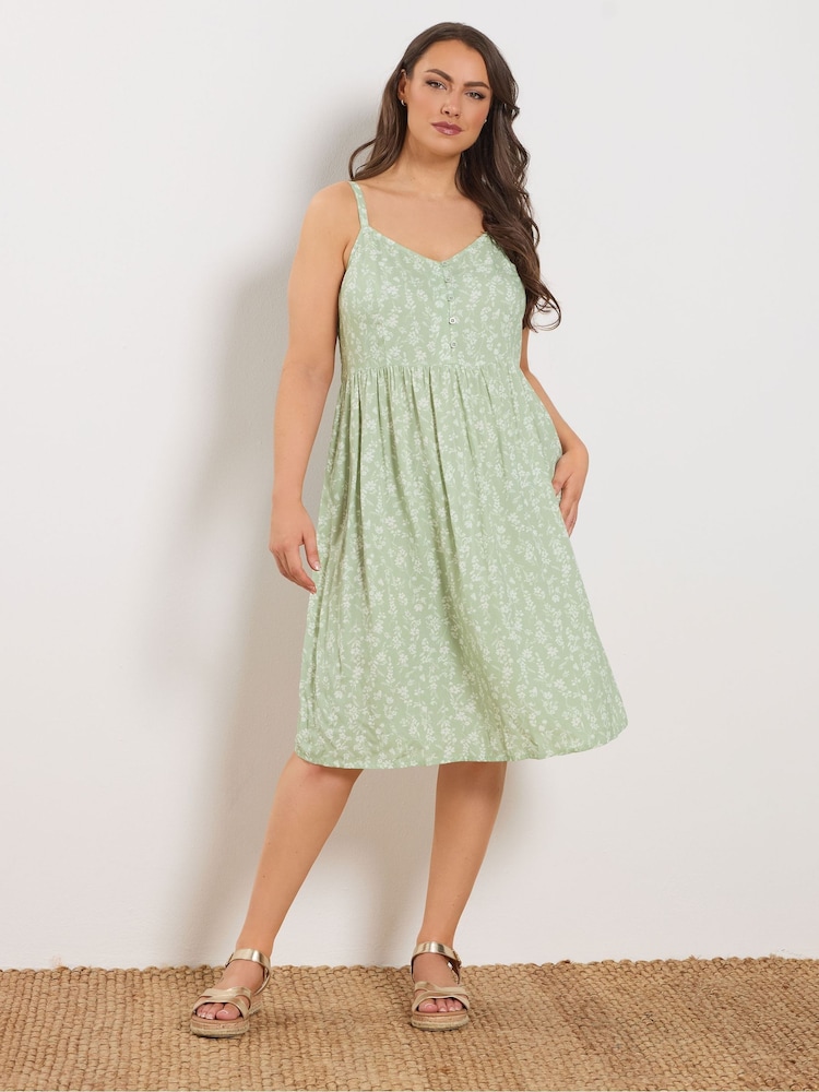 Yours Curve Green Strappy Midi Sundress - Image 2 of 5