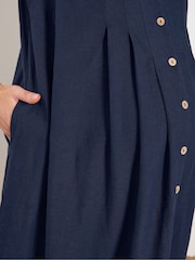 Yours Curve Blue Maternity Button Through Midi Dress With Linen - Image 5 of 5