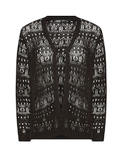 M&Co Black Petite Mid Length Crochet Cardigan - Image 5 of 5