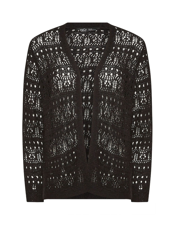 M&Co Black Petite Mid Length Crochet Cardigan - Image 5 of 5