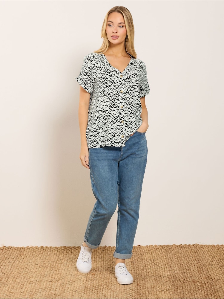 M&Co Natural Spot Short Sleeve Button Blouse - Image 2 of 5